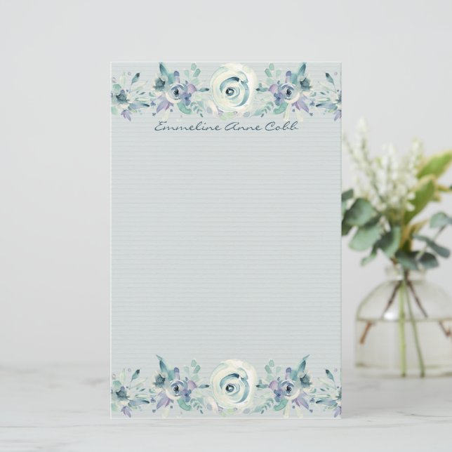 Blue Mountain Rose Personalised Stationery (Standing Front)