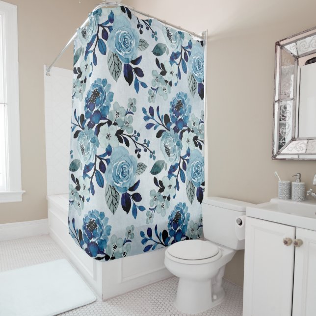 Blue Mountain Roses  Shower Curtain (In Situ)