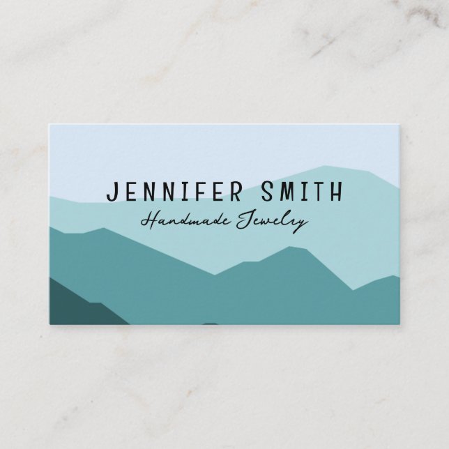 Blue Mountain Simple Modern Elegant Business Card (Front)