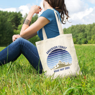 Blue Mountain Sunset Custom Family Road Trip Tote Bag