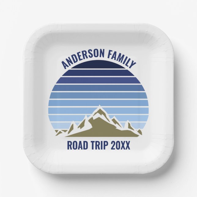 Blue Mountain Sunset Customisable Party Paper Plate (Front)