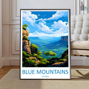 Blue Mountain Travel Print Wall Art Blue Mountain