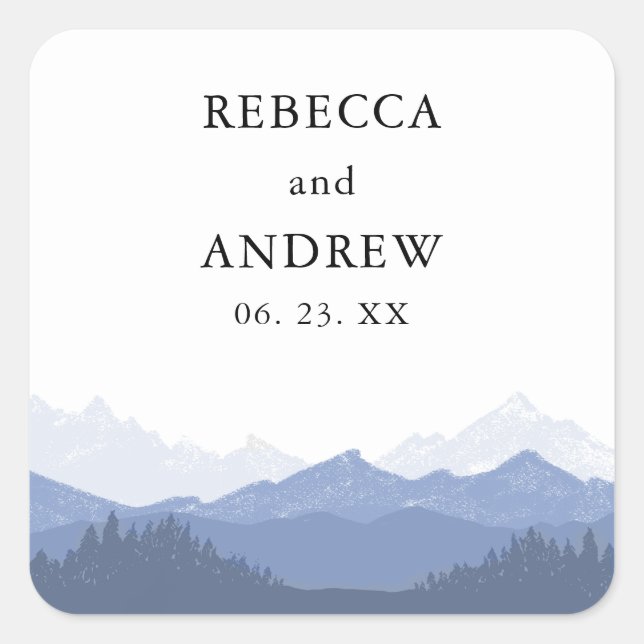 Blue Mountain Wedding Round Sticker (Front)