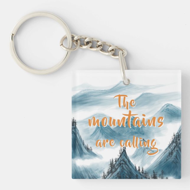 Blue Mountains Artistic Painting Nature Lovers Key Ring (Front)