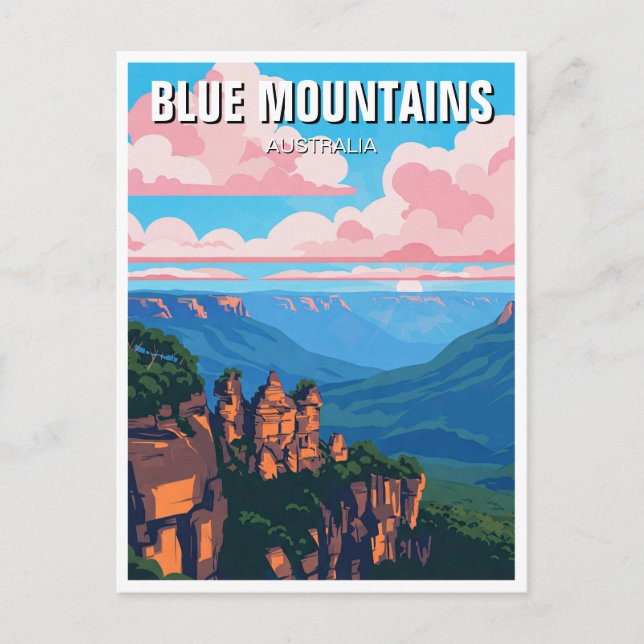 Blue Mountains Australia Travel abstract Postcard (Front)