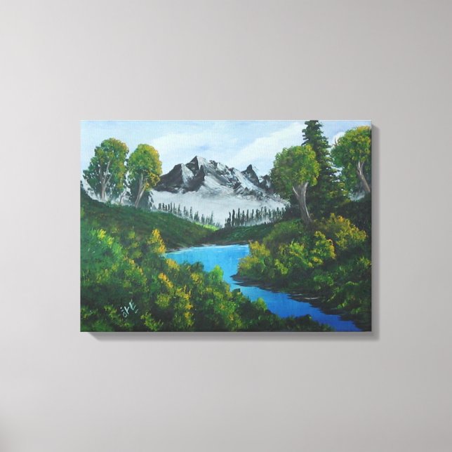 Blue Mountains Forest Lake Landscape Canvas Print (Front)