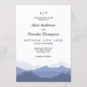 Blue Mountains Monogram Wedding Invitation