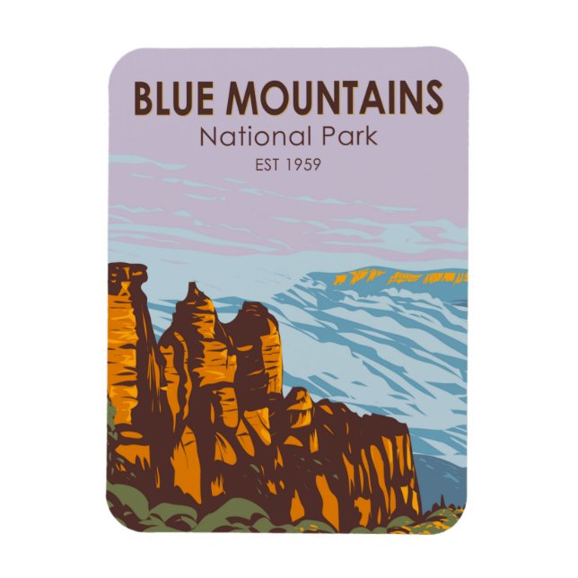 Blue Mountains National Park Australia Vintage  Magnet (Vertical)