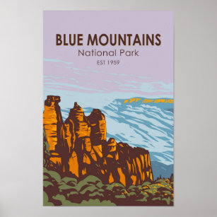 Blue Mountains National Park Australia Vintage Poster