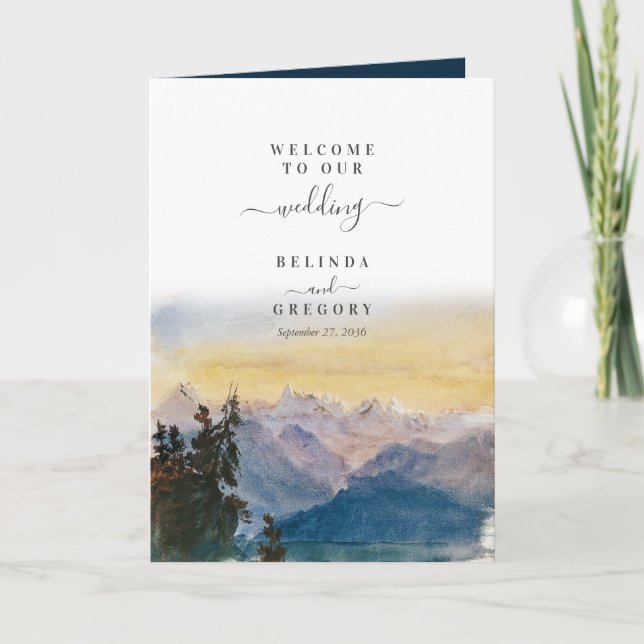 Blue Mountains Pine Wedding Order of Service Programme (Front)