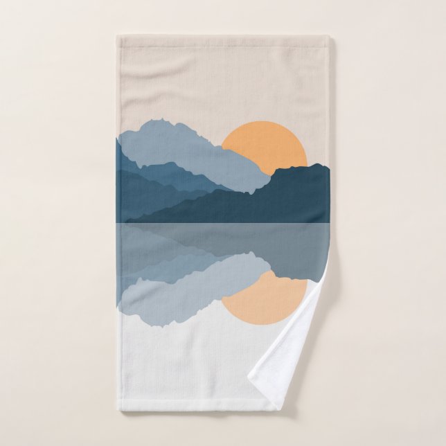 Blue mountains reflected in the lake bath towel set (Hand Towel)
