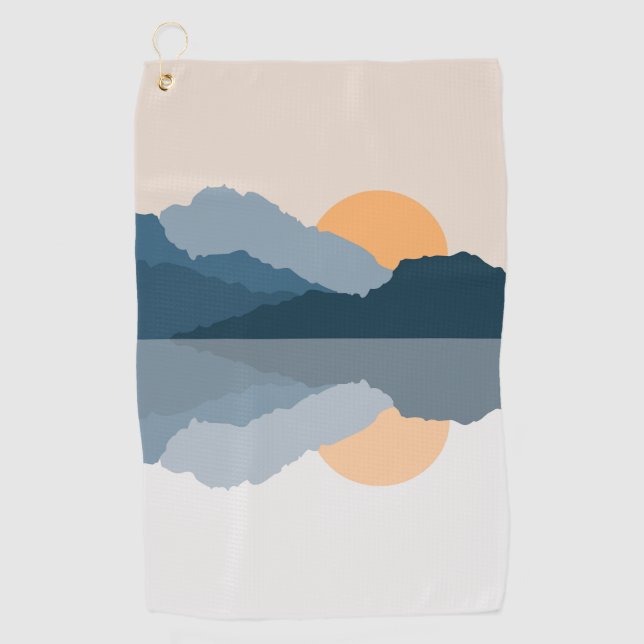 Blue mountains reflected in the lake golf towel (Front)