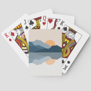 Blue mountains reflected in the lake playing cards