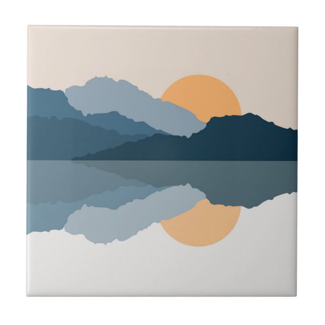 Blue mountains reflected in the lake tile (Front)