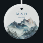 Blue Mountains Rustic Wedding Glass Tree Decoration<br><div class="desc">Blue Mountains rustic collection. Full suite available here https://www.zazzle.com/collections/blue_watercolor_mountains-119930444621335812</div>