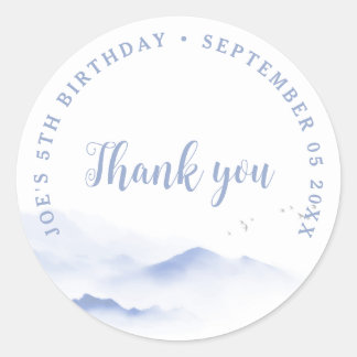 Blue mountains Thank you birthday Classic Round Sticker