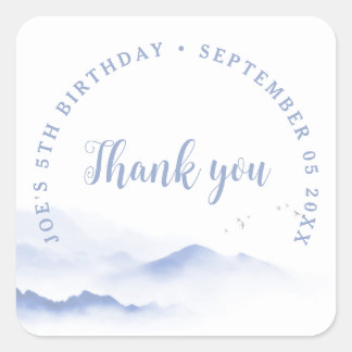 Blue mountains Thank you birthday Square Sticker