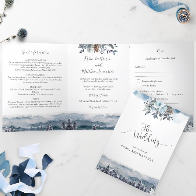 Blue Mountains Wedding Celebration Invite w/ RSVP (Creator Uploaded)