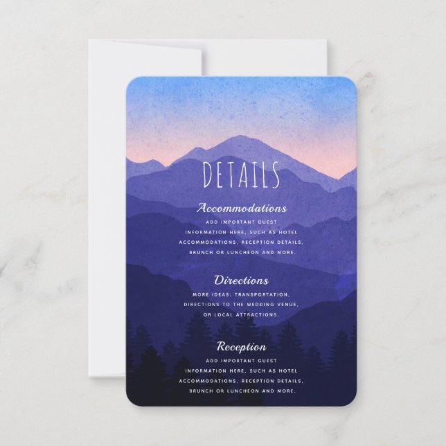 Blue Mountains Wedding Details RSVP Card (Front)