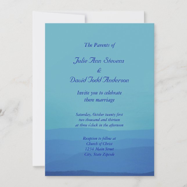 Blue Mountains Wedding Invitation (Front)