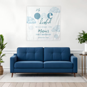 Blue Mr Onederful Sky Cloud 1st Birthday Tapestry