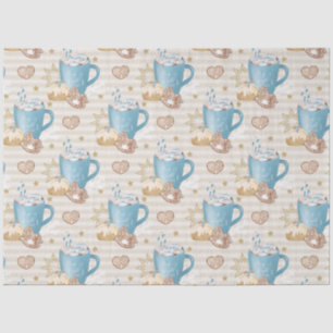 Blue Mug & Gingerbread Cookie Pattern Tissue Paper