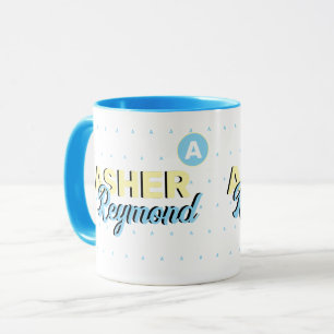 Blue Mug with Name retro modern monogram