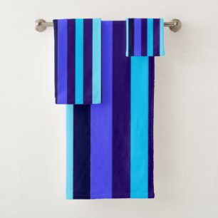 Blue Multi Tone Stripes Bath Towel Set
