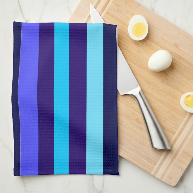 Blue Multi Tone Stripes  Tea Towel (Quarter Fold)
