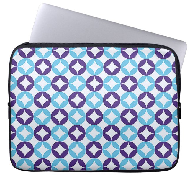 Blue Multicolored delicate Pattern Laptop Sleeve (Front)