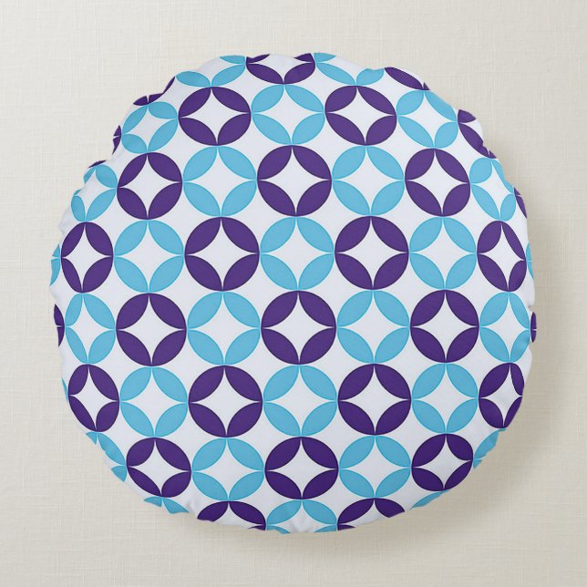 Blue Multicolored delicate Pattern Round Cushion (Front)
