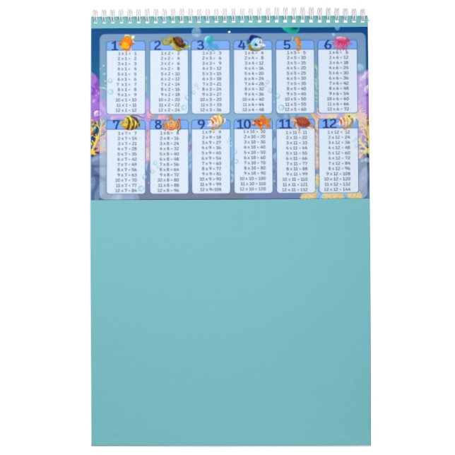 blue Multiplication Table 1-12 Cheat Sheet  Calendar (Cover)