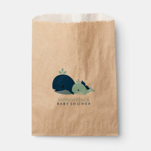 Blue Mum and Baby Whales Baby Shower Favour Bags