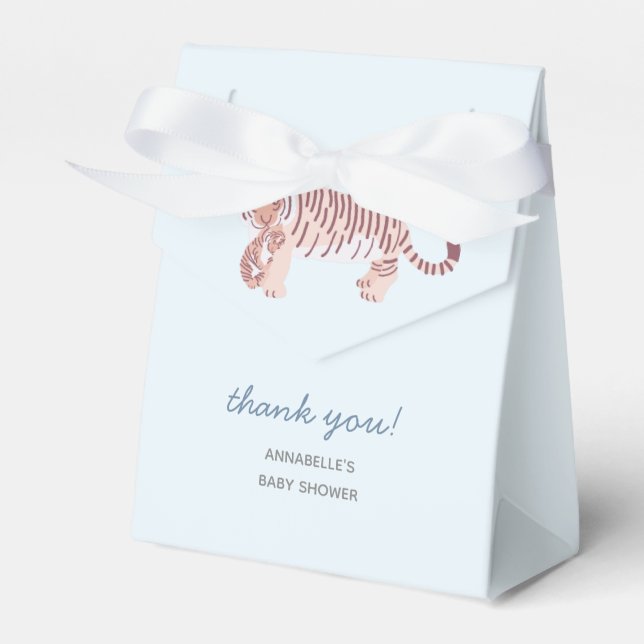 Blue Mum Tiger & Cub Baby Shower Gift Box (Front Side)