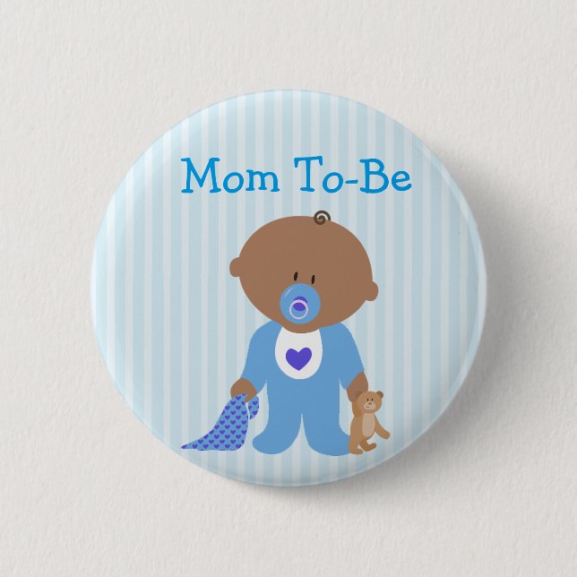 Blue Mum To Be Baby Shower Button (Front)