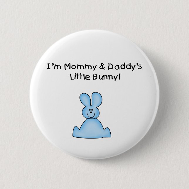 Blue Mummy and Daddy's Little Bunny T-shirts 6 Cm Round Badge (Front)