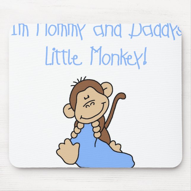 Blue Mummy and Daddy's Monkey Mouse Pad (Front)