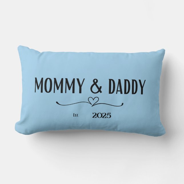 Blue Mummy & Daddy Est. Year Pillow (Front)