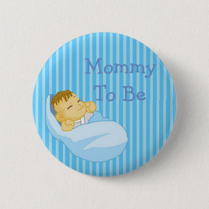 Blue Mummy To Be Baby Shower Button