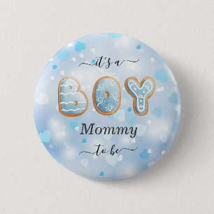 Blue Mummy to Be Boy Baby Shower Button