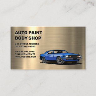 Blue Muscle Car Metallic Background Business Card