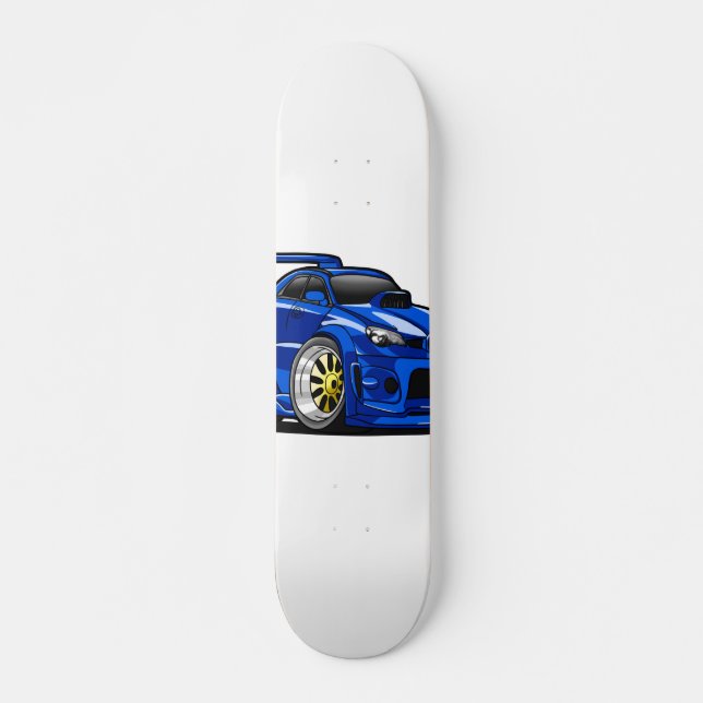 Blue muscle car speed cartoon - Choose back colour Skateboard (Front)