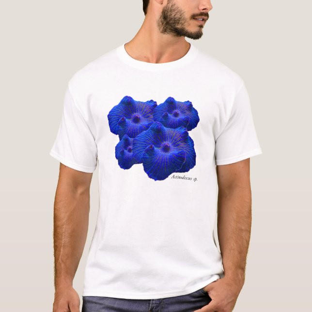 Blue Mushroom, Actinodiscus sp. coral T-Shirt (Front)