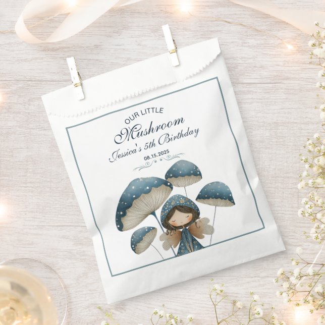 Blue Mushroom Fairy Enchanted Kids Birthday Party  Favour Bags (Clipped)