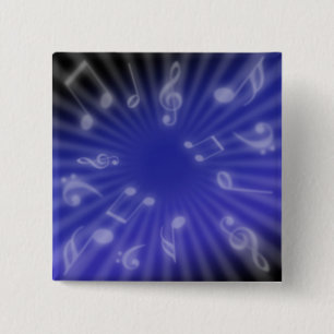 Blue Music 15 Cm Square Badge