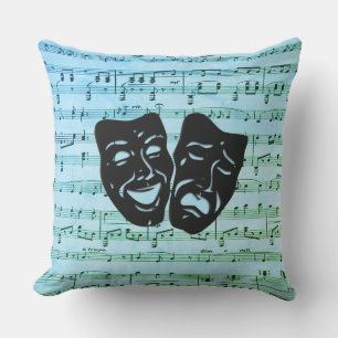 Blue Music Art Unites Theatre Masks Cushion