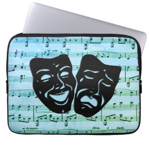Blue Music Art Unites Theatre Masks  Laptop Sleeve