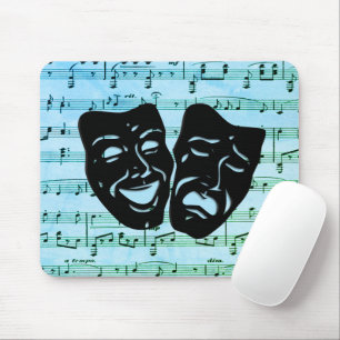Blue Music Art Unites Theatre Masks  Mouse Pad