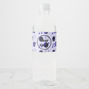 Blue music business pattern water bottle label