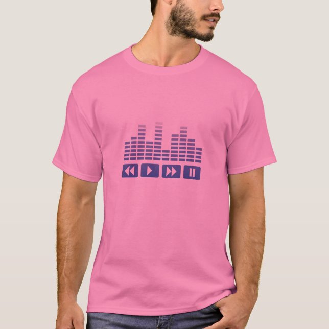 blue music buttons with equalizer t-shirt (Front)
